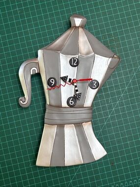 Allen Designs Metallic Gray Coffee Pot Wall Clock - Home Wall Decor